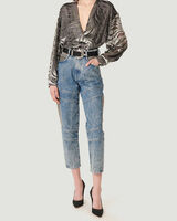 NURAT ZEBRA PRINT VELVET WRAP TOP  image number null